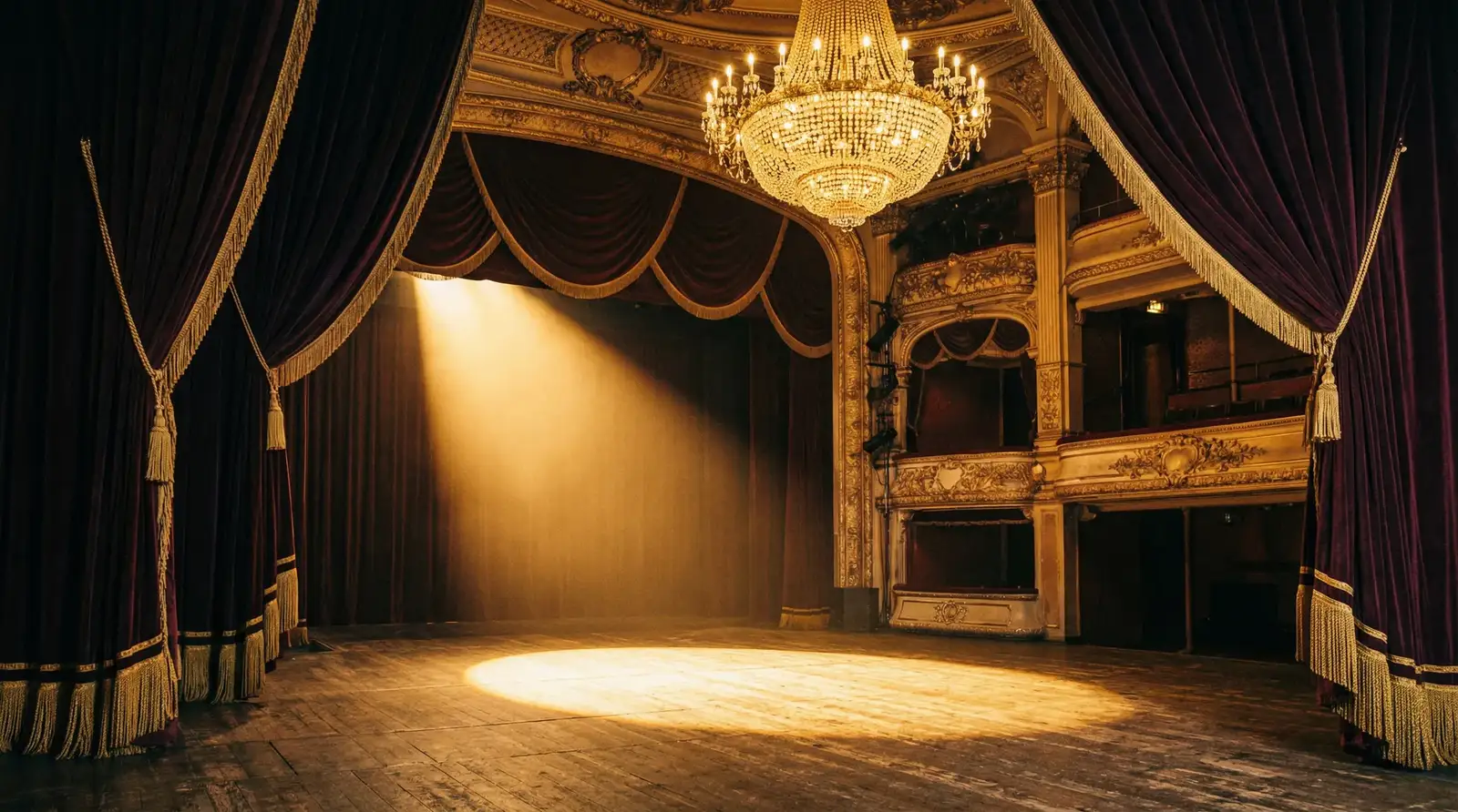 日本三级 - 金色吊灯下的古典剧院舞台